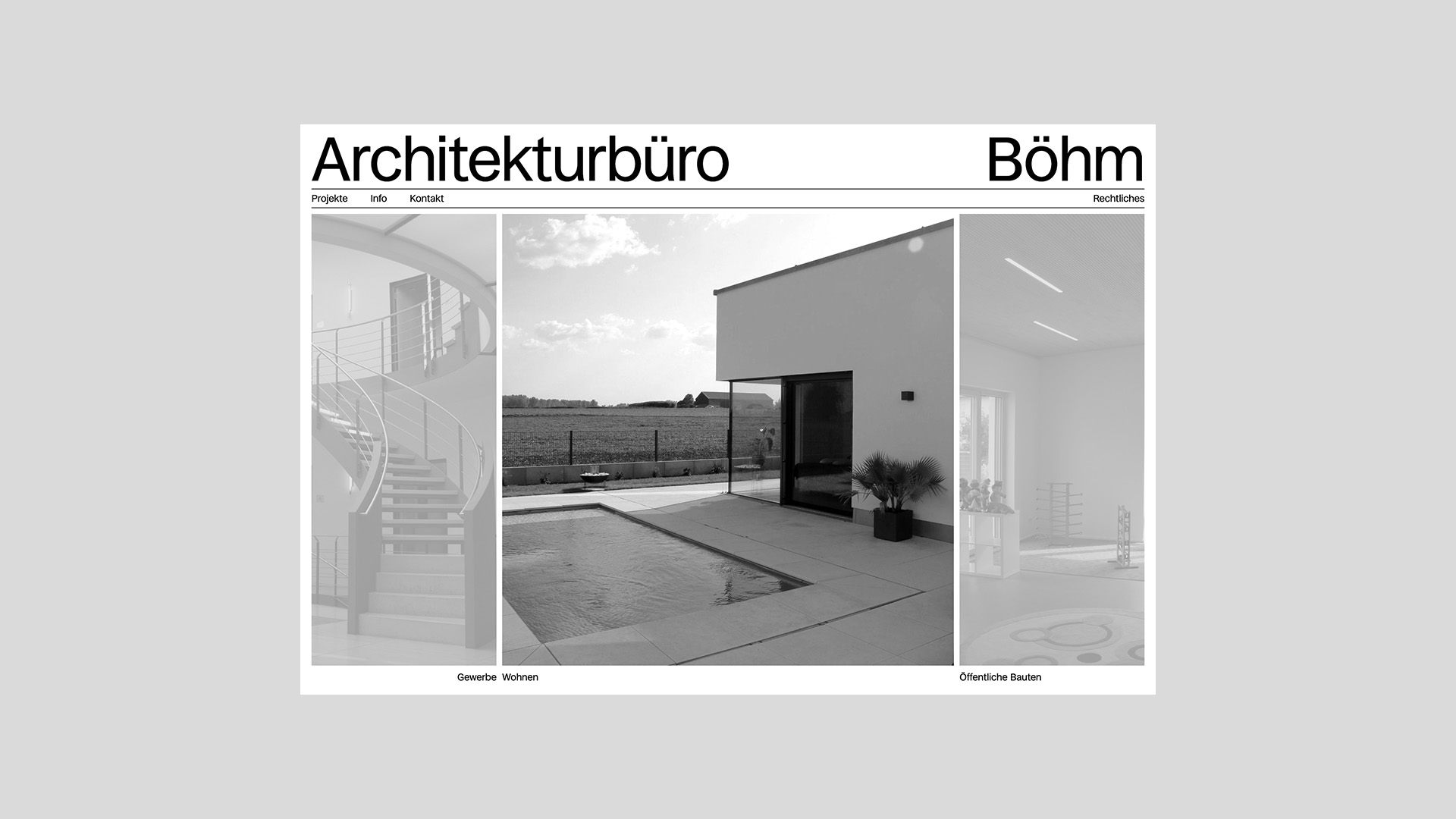 Architekturbüro Böhm website start page on desktop